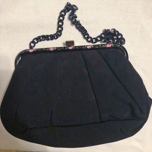 Vintage Black Floral Garfinckel Evening Bag Purse